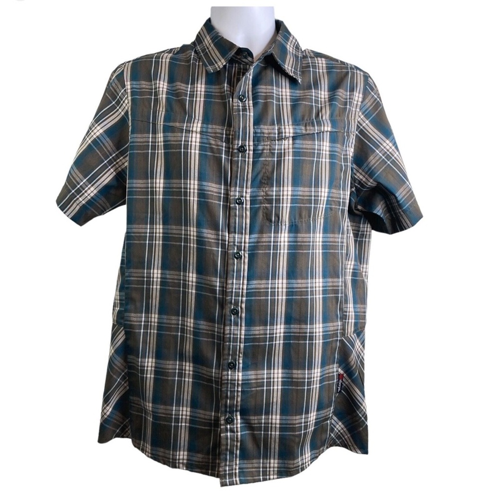 Men’s Sherpa Adventure Gear Short Sleeve Plaid Button Up Shirt. Like new! Large